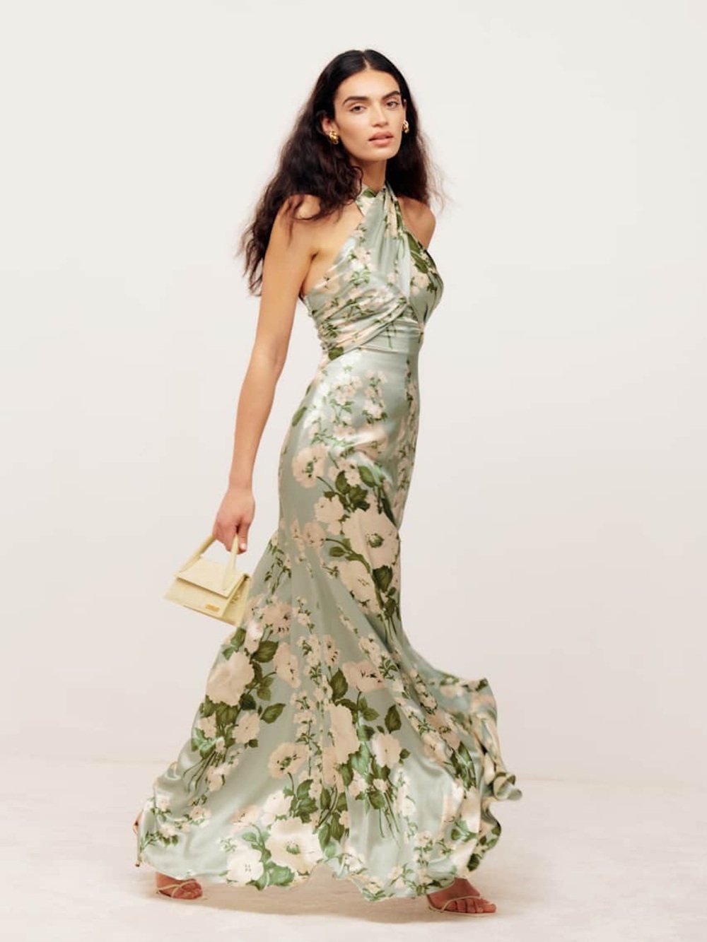 NWT Reformation Veria Silk Maxi Dress in Tarragon – Size 6 Petite